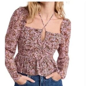 Astr Floral Blouse in Pink and Purple Print